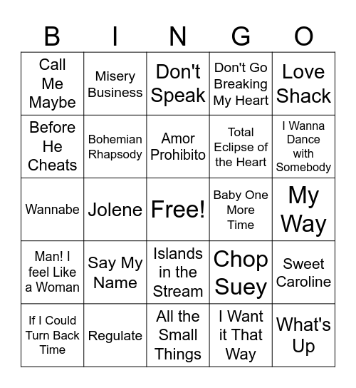Trouvaille Music Bingo - Karaoke Jams Bingo Card