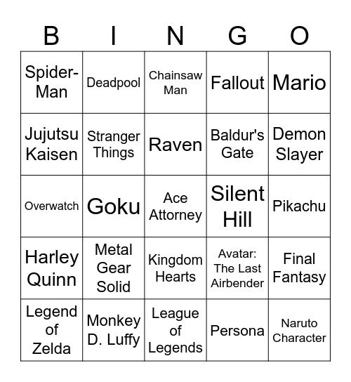 Supercon Bingo Bananza Bingo Card