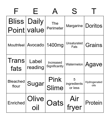 FEAST Trivia Bingo Card