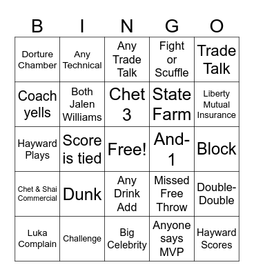 2024 TNT THUNDER BINGO Card