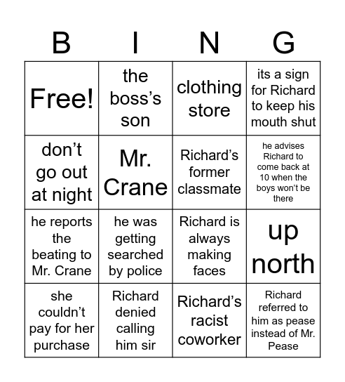 Chapter 9 Bingo Card