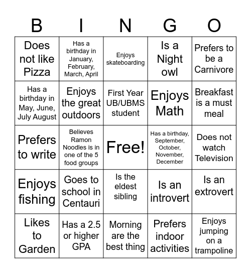 Untitled Bingo Card