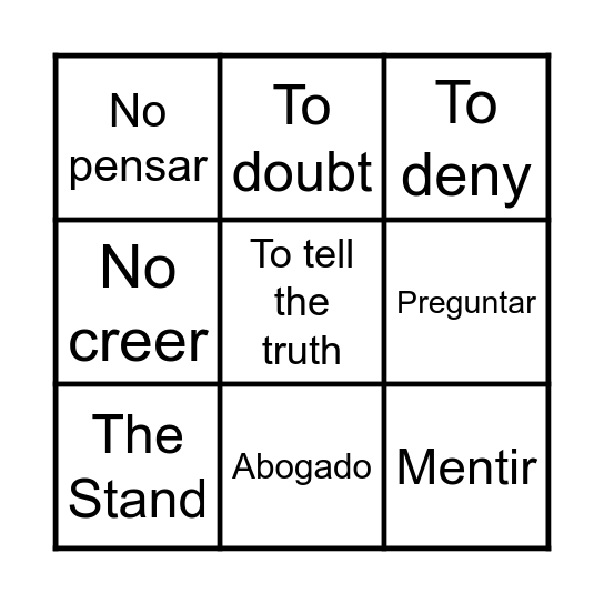 Doubt, Denial, and Trial Bingo Card