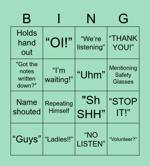 Science Bingo!!! Bingo Card