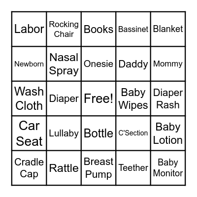Mylene's Baby Shower! Bingo Card
