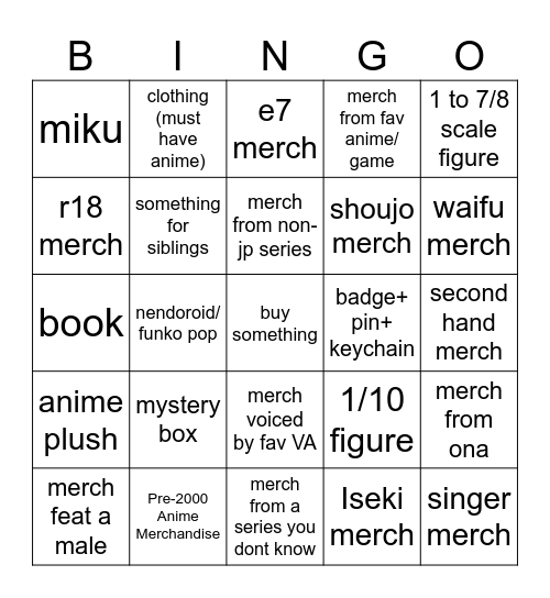 anime north 2024 meme Bingo Card
