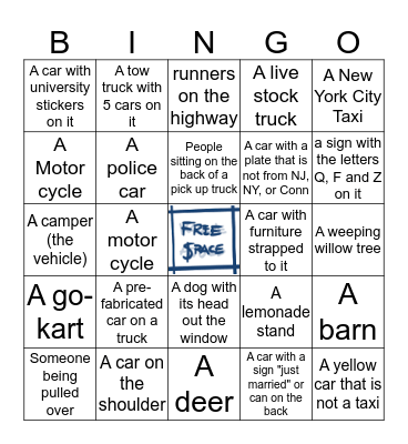 Bus Bingo Card