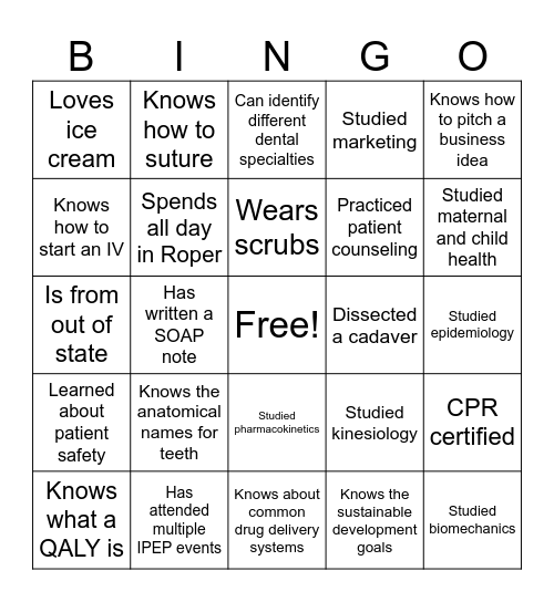 IPEP BINGO Card