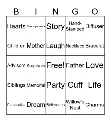 Willow's Nest Bingo Card