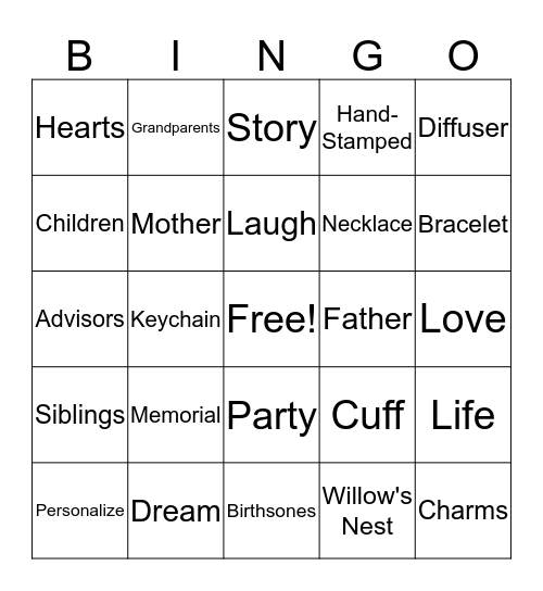 Willow's Nest Bingo Card