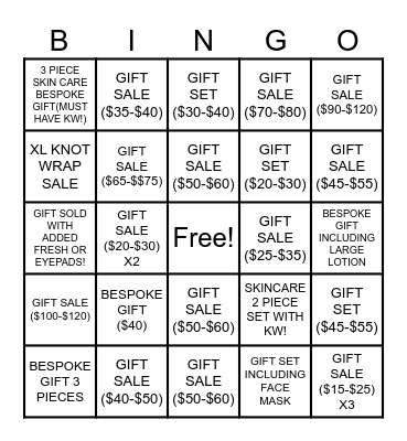 GIFT BINGO! Bingo Card