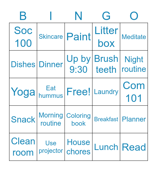 My Day Bingo Card