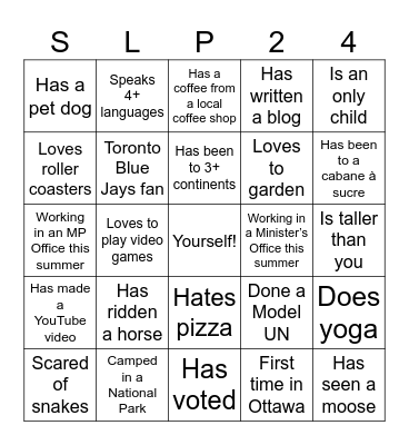 SLP 2024 Bingo Card
