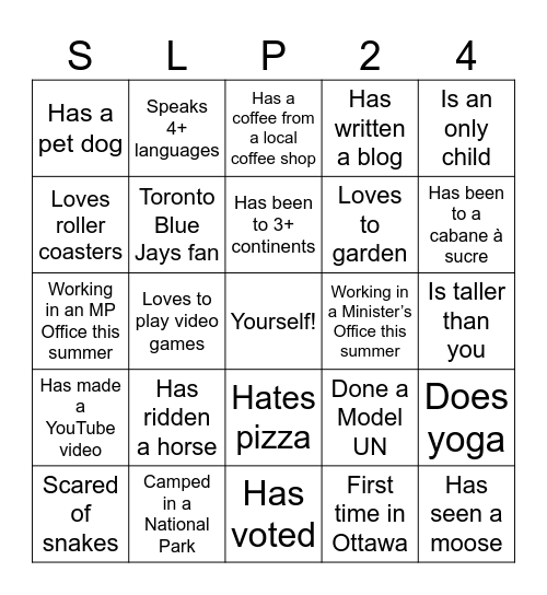 SLP 2024 Bingo Card