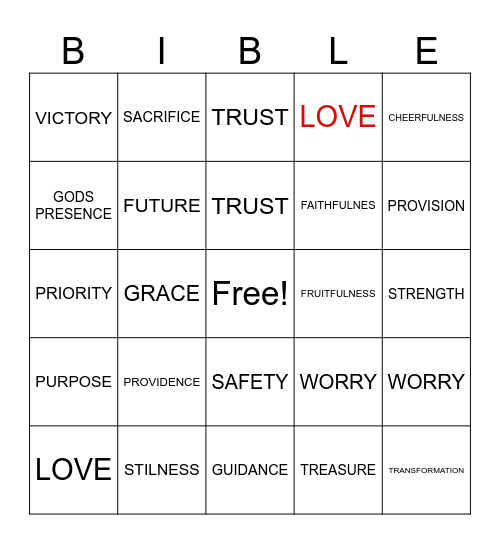BIBLE BINGO Card