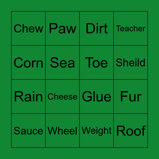 Digraph Bingo ! Bingo Card