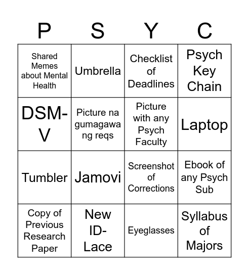 TUKLAS BINGO Card