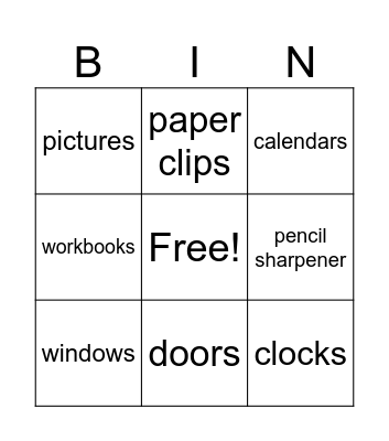 At School - B Class Bingo Card