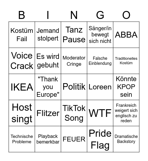 ESC 2024 Bingo Card