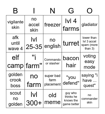 Tds Bingo Card