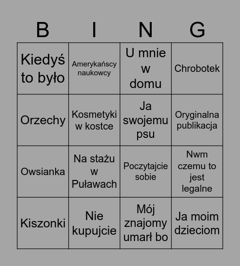 OIZMKOWA Bingo Card