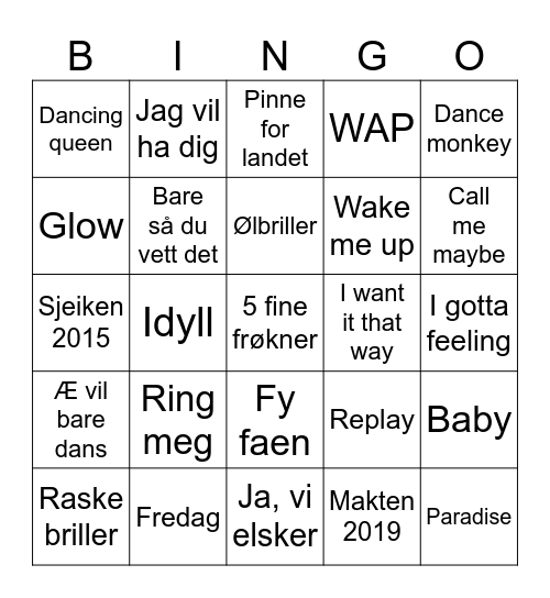 MUSIKKBINGO Card