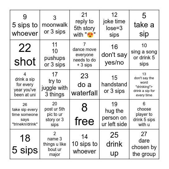 HSB Bingo Card