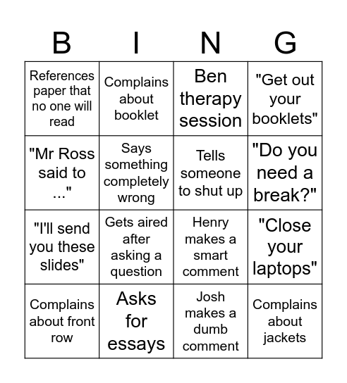 Boyd: The Final Nap Bingo Card