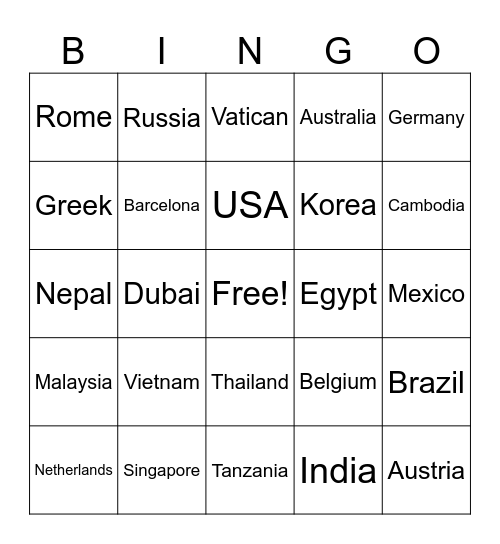 TGIG Bingo Card