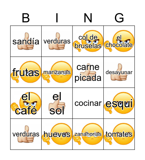 Tambien/Tampoco/A mi, si/A mi, no Bingo Card