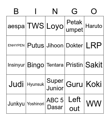 Karina Bingo Card