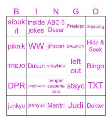 PACAR JUNGHWAN Bingo Card