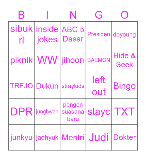 PACAR JUNGHWAN Bingo Card