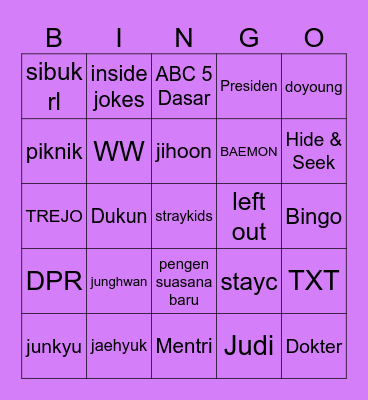 PACAR JUNGHWAN Bingo Card