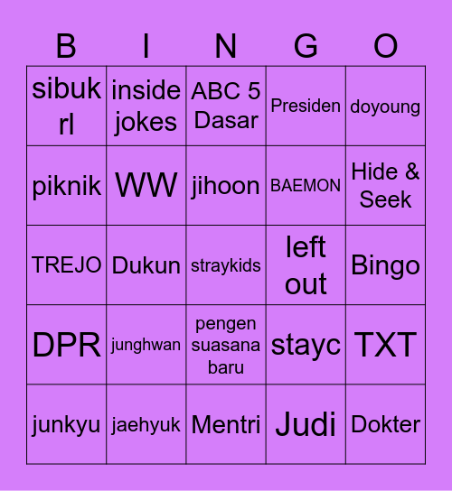 PACAR JUNGHWAN Bingo Card