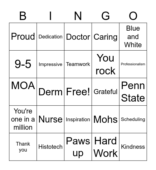 Employee Appreciation Week Bingo Card