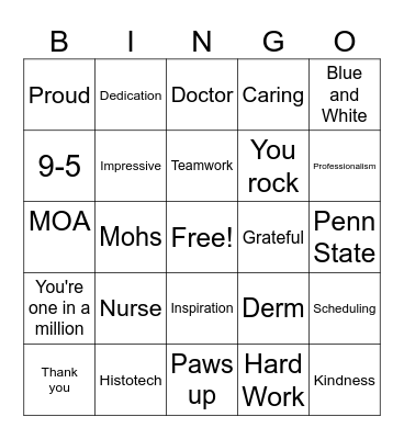 Employee Appreciation Week Bingo Card