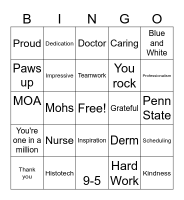 Employee Appreciation Week Bingo Card