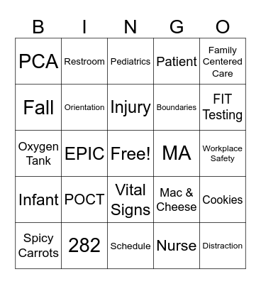 Pediatric Essentials 1 Bingo Card