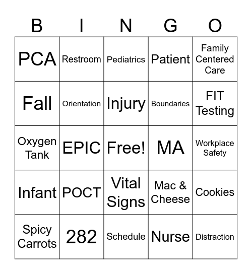 Pediatric Essentials 1 Bingo Card