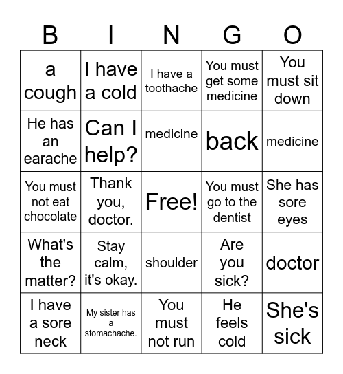 Stay Healthy Bingo Card