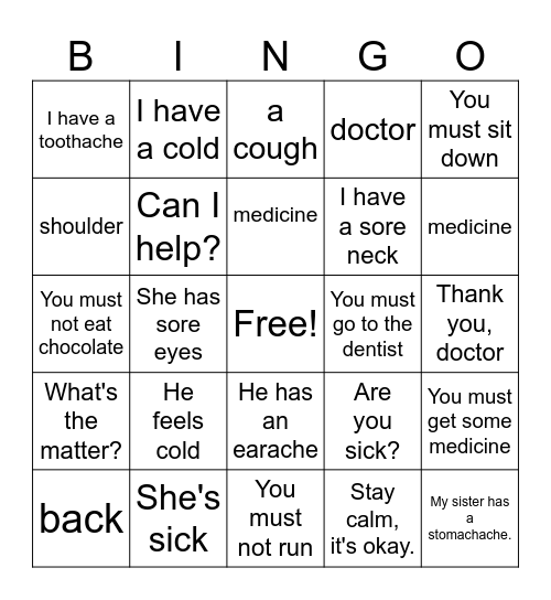 Stay Healthy Bingo Card