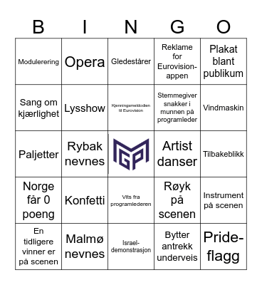 Eurovision Bingo Card