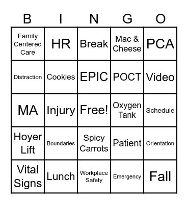 Pediatric Essentials 1 Bingo Card