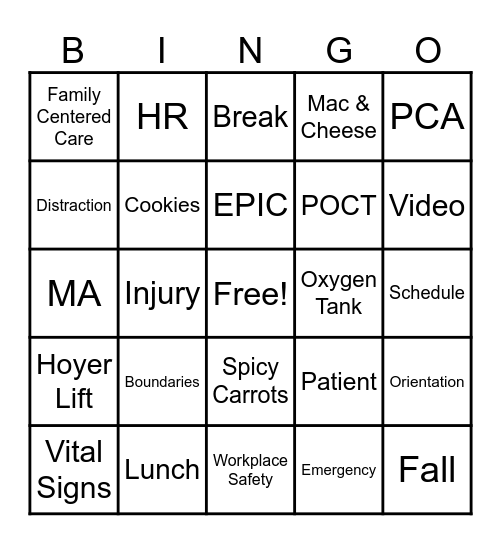 Pediatric Essentials 1 Bingo Card