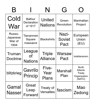AP World Review #6 (Red) Bingo Card