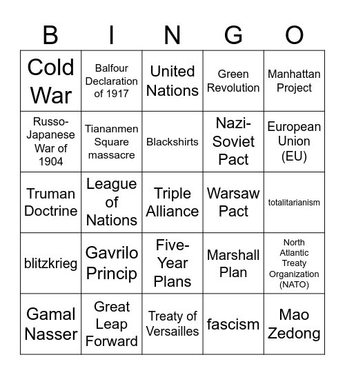 AP World Review #6 (Red) Bingo Card