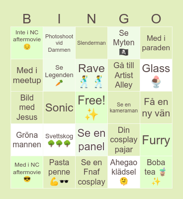 Närcon Sommar 2024 Bingo Card