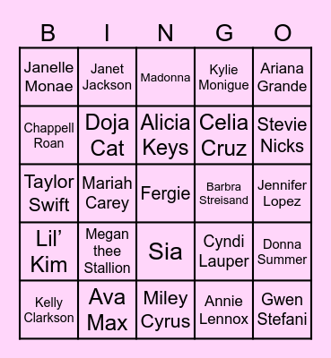 DIVA Musical Bingo Card