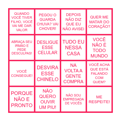 BINGO DE DIA DAS MÃES Bingo Card